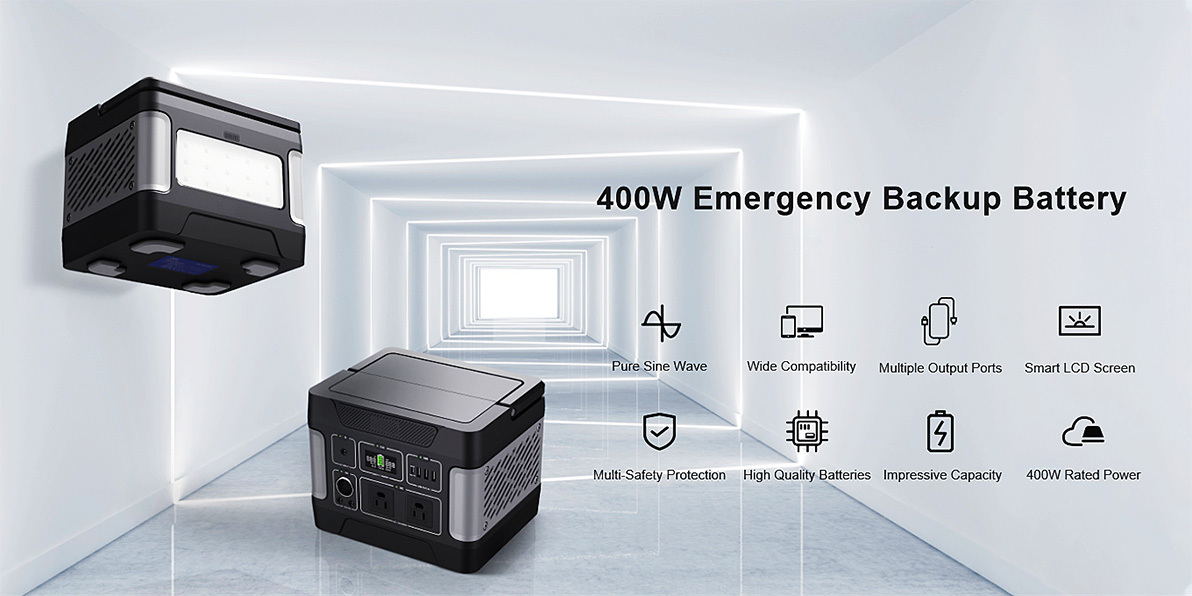 400W orkugeymsla neyðarsólarrafall fyrir hleðslu