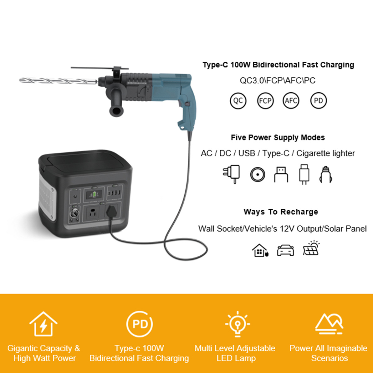 400W Viðhaldsfrjáls sólarrafall til að hlaða